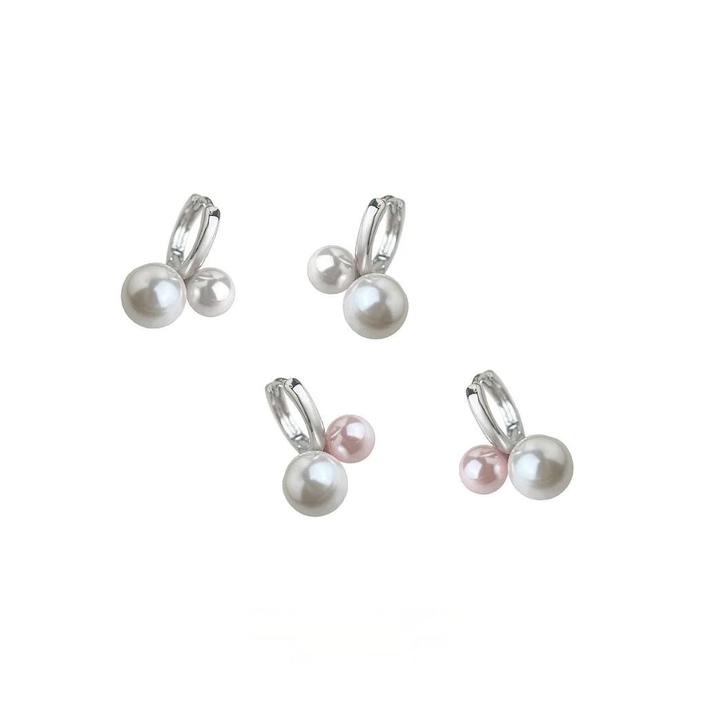 Light Luxury Copper Glass Pearl Drop Earrings Round Geometric Daily Commuter Jewelry