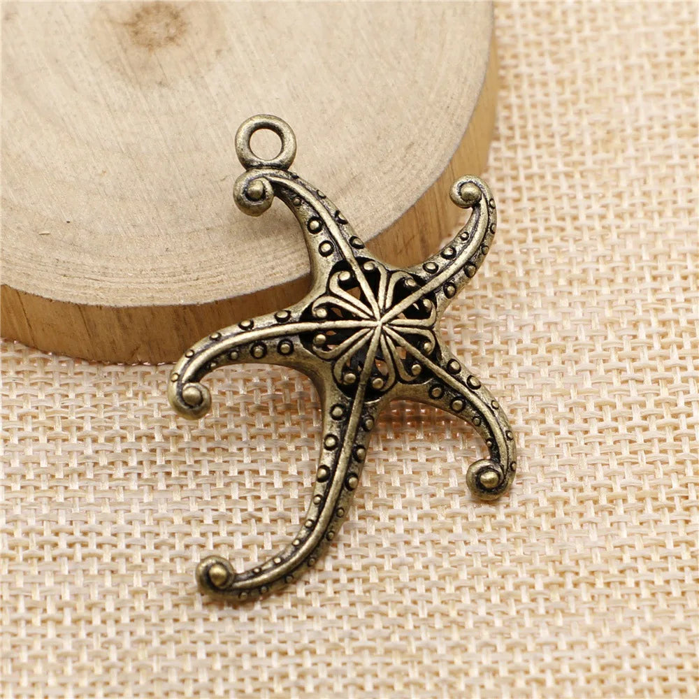 45x43mm 6.7g Multicolor Zinc Alloy Hollow Starfish Charm Pendant for Ocean Theme Jewelry Making