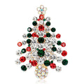 Luxury KC Gold Plated Rhinestone Christmas Tree Brooch, Elegant Women's Lapel Pin Corsage Gift