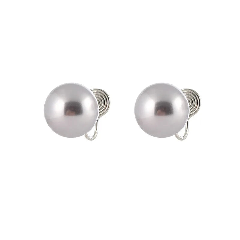 Elegant Large Light Purple Pearl Spiral Alloy Stud & Clip On No Piercing Statement Earrings