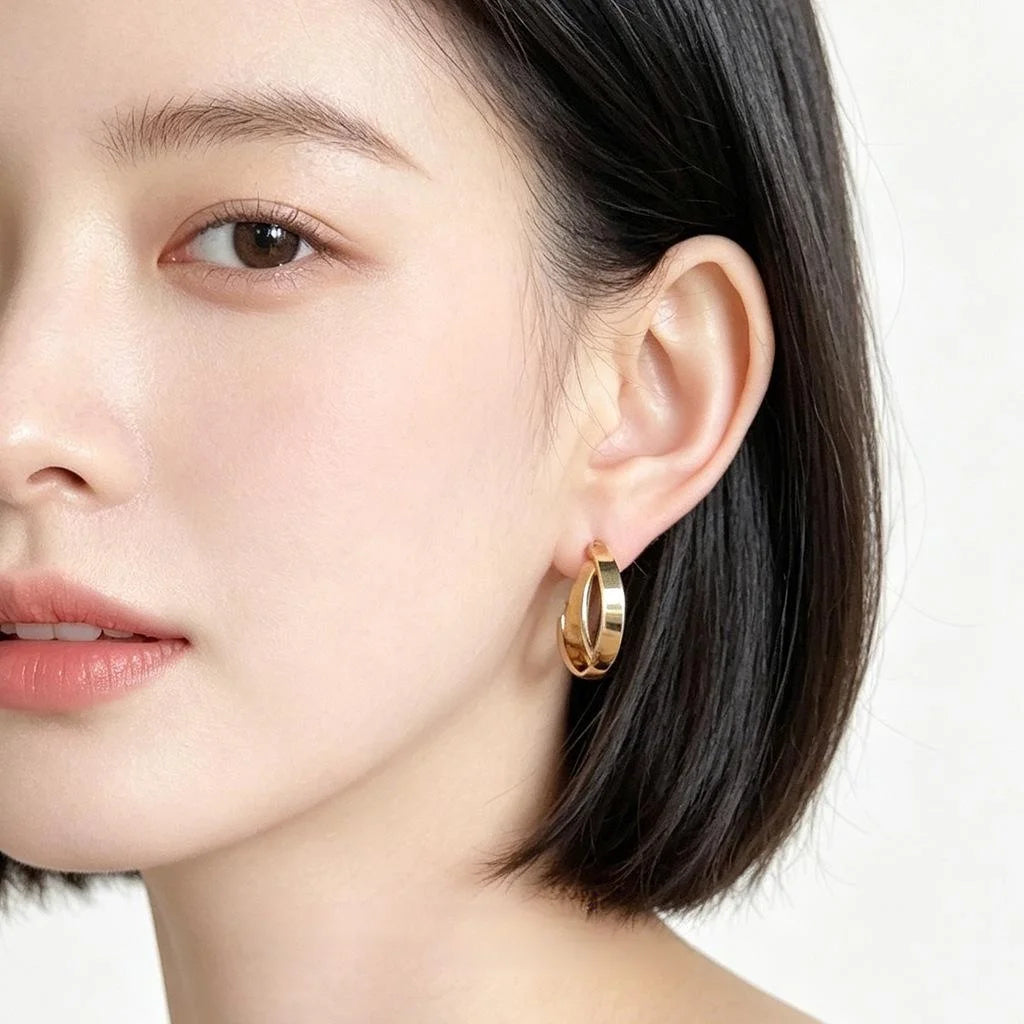 Eco-Friendly Copper Minimalist Cross Circle Geometric Hoop Earrings For Women