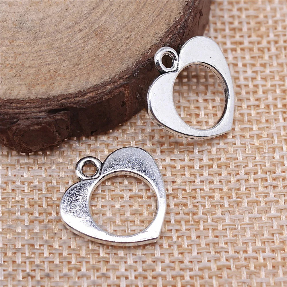 17x17mm 1.2g Multicolor Zinc Alloy Hollow Heart Charm Pendant for DIY Necklace Bracelet Making