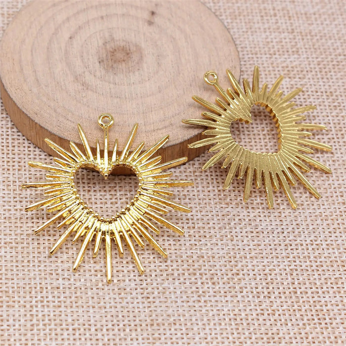 44x43mm 5.1g Gold Zinc Alloy Radiant Heart Charm Pendant for DIY Necklace Jewelry Making