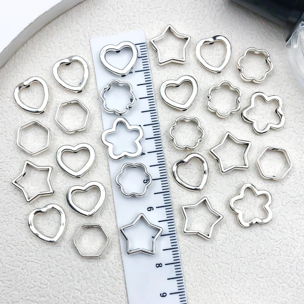 Zinc Alloy Hollow Heart Star Hexagon Connector Beads for DIY Bracelet Necklace Making
