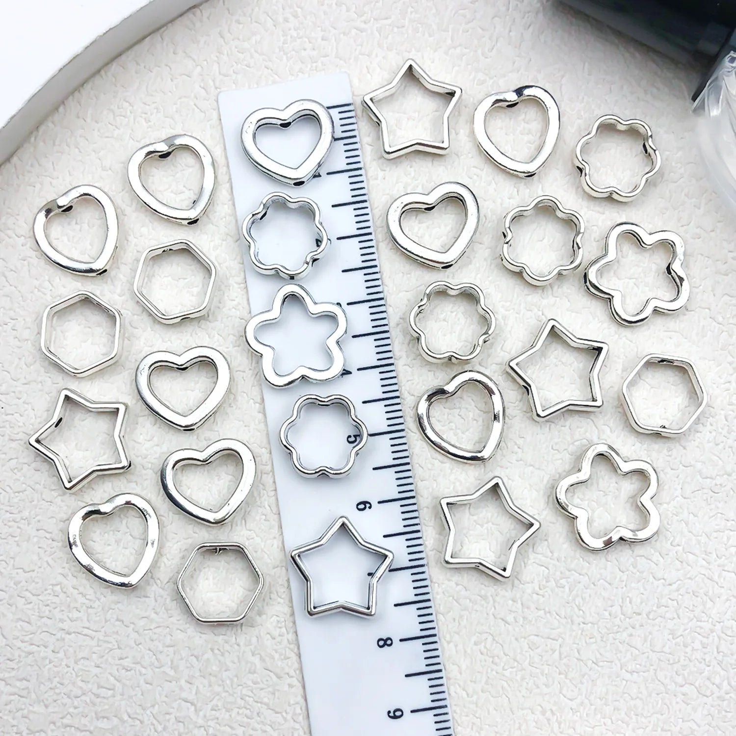 Zinc Alloy Hollow Heart Star Hexagon Connector Beads for DIY Bracelet Necklace Making