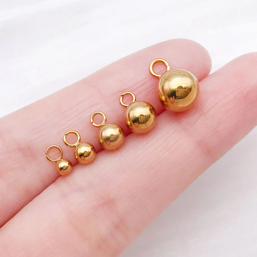 Gold Stainless Steel Round Ball Bead End Bead for DIY Necklace Bracelet