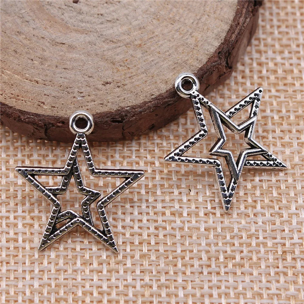 23x20mm 0.9g Multicolor Zinc Alloy Star Charm Pendant for DIY Necklace Bracelet Jewelry Making