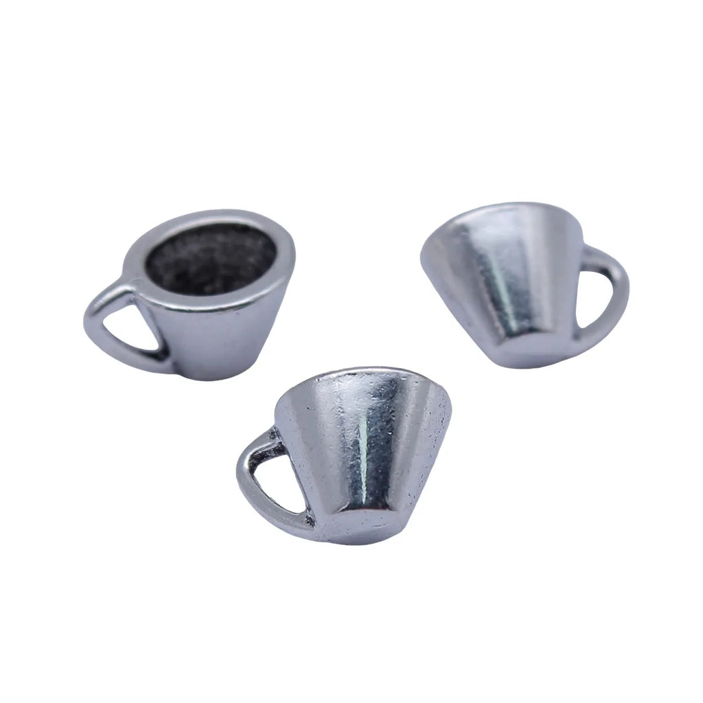 11.6x8x7.1mm 0.98g Antique Silver Zinc Alloy 3D Cup Charm Pendant for DIY Necklace Bracelet Jewelry