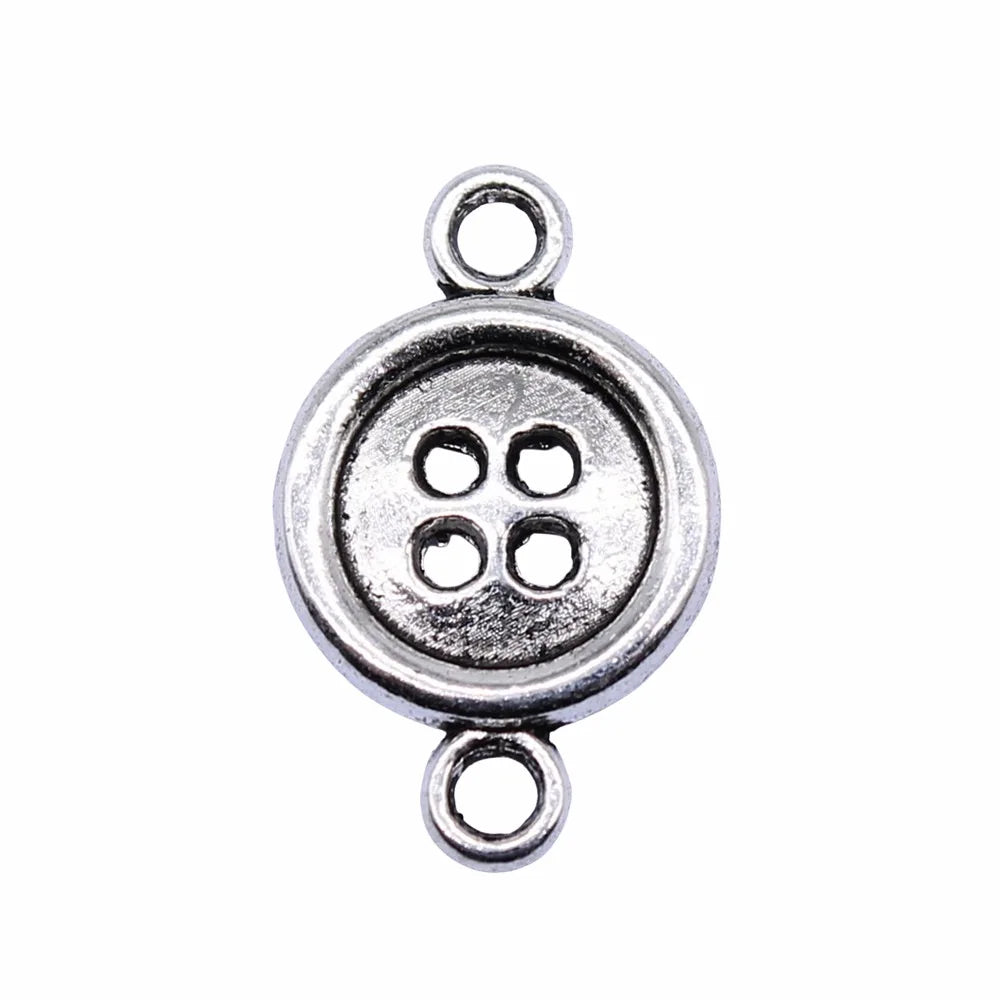 16x10mm 0.8g Antique Silver Zinc Alloy Button Connector Charm for DIY Bracelet Necklace Jewelry Making