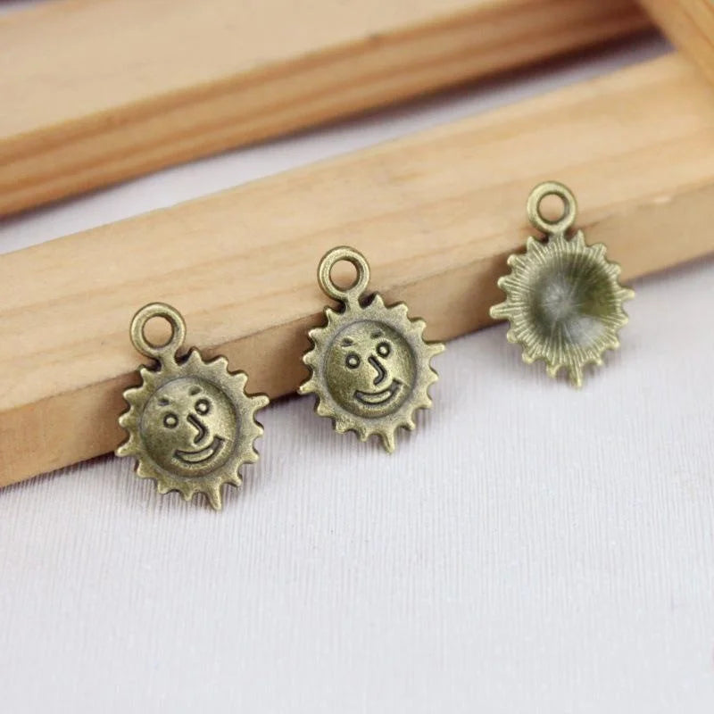 12MM Zinc Alloy Sun Charm Pendant for DIY Necklace Bracelet Jewelry Making
