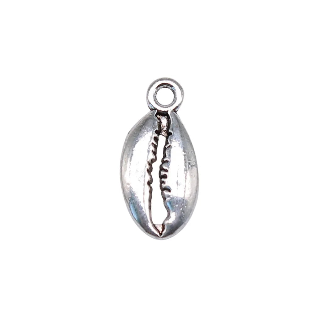 17x8mm 1g Antique Silver Zinc Alloy Shell Charm Pendant for DIY Earrings Bracelet Jewelry Making