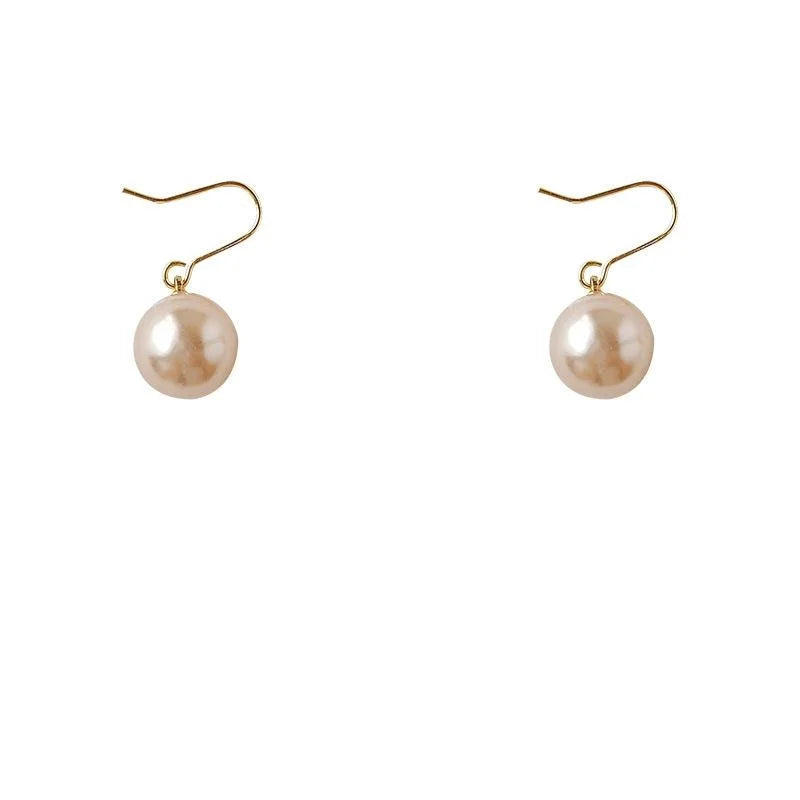 Elegant Gold Round Faux Pearl Drop Earrings Simple Geometric Fashion Jewelry For Women