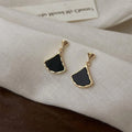 Light Luxury 14K Gold Plated Copper Ginkgo Leaf Geometric Drop Earrings