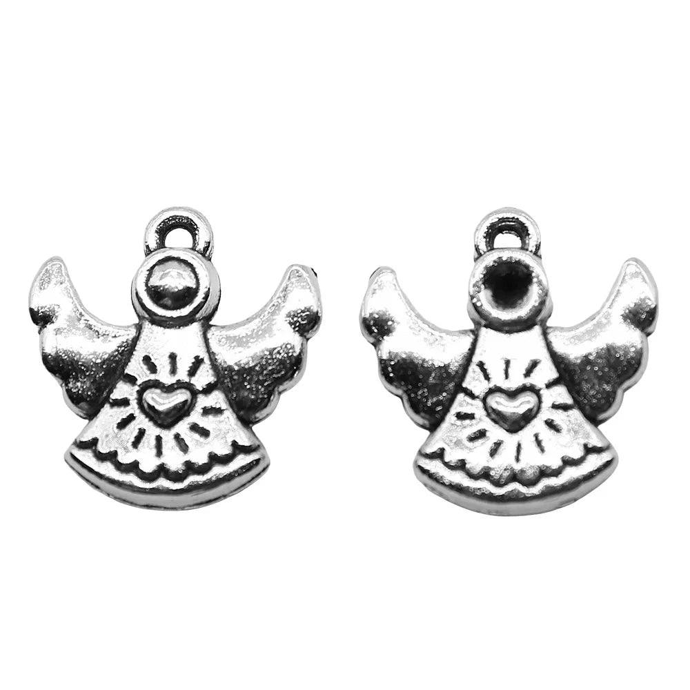 14x14mm 1.3g Antique Silver Zinc Alloy Angel Figure Charm Pendant for DIY Necklace Bracelet Making