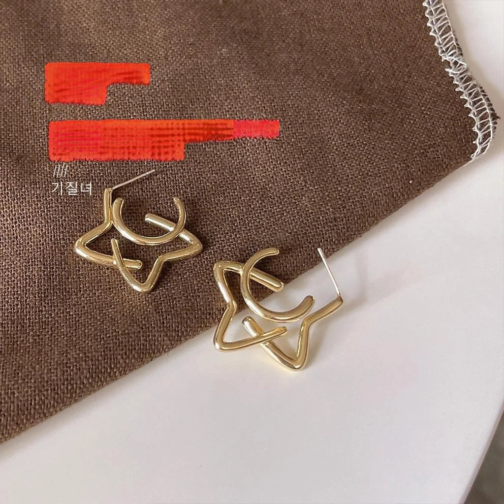 14K Plated Copper Micro Pave Zircon Geometric Stud Earrings For Women