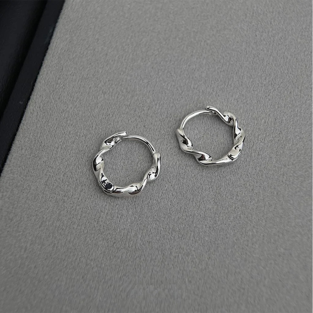 14K Gold Plated Copper Round Geometric Twist Drop Earrings Minimalist Cool Style Jewelry