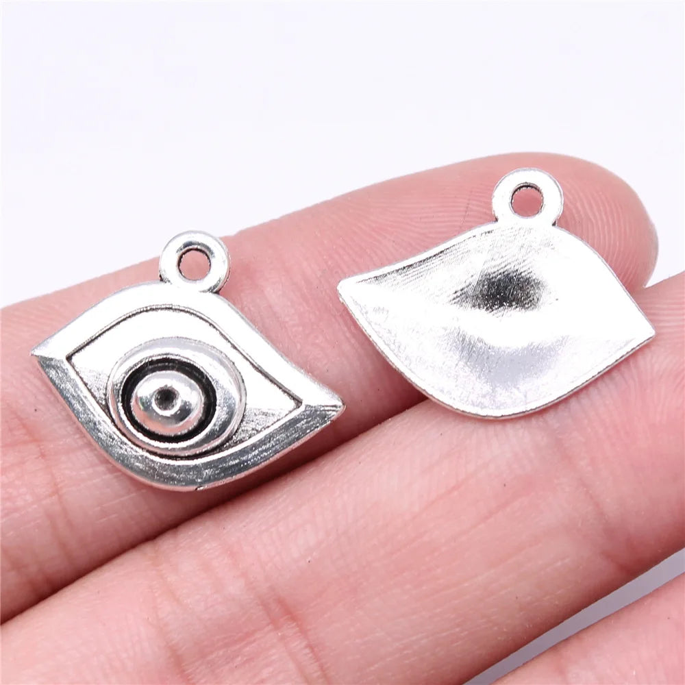 22x17mm 1.1g Antique Silver Zinc Alloy Eye Charm Pendant for Handmade DIY Necklace Jewelry Making