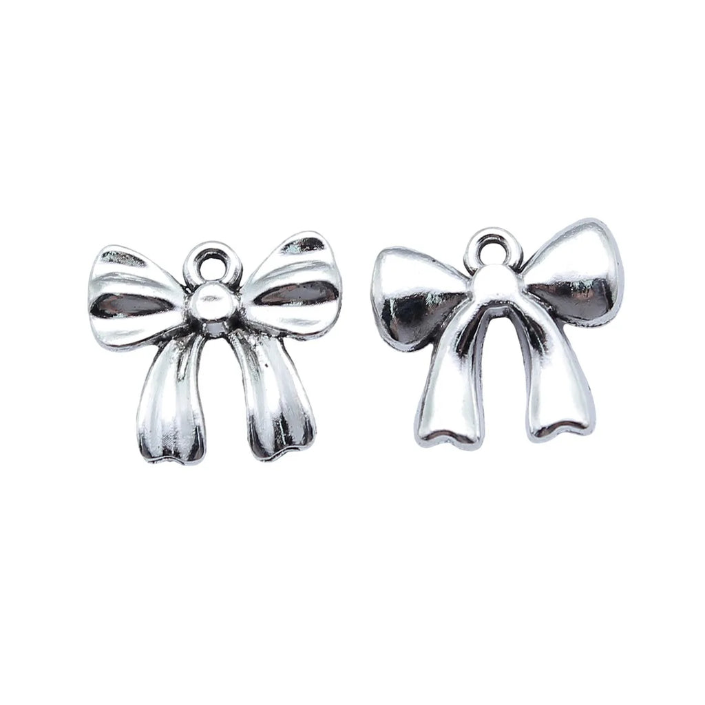 14x13mm 1.2g Antique Silver Zinc Alloy Bow Butterfly Charm Pendant for Bracelet Necklace DIY Jewelry Making