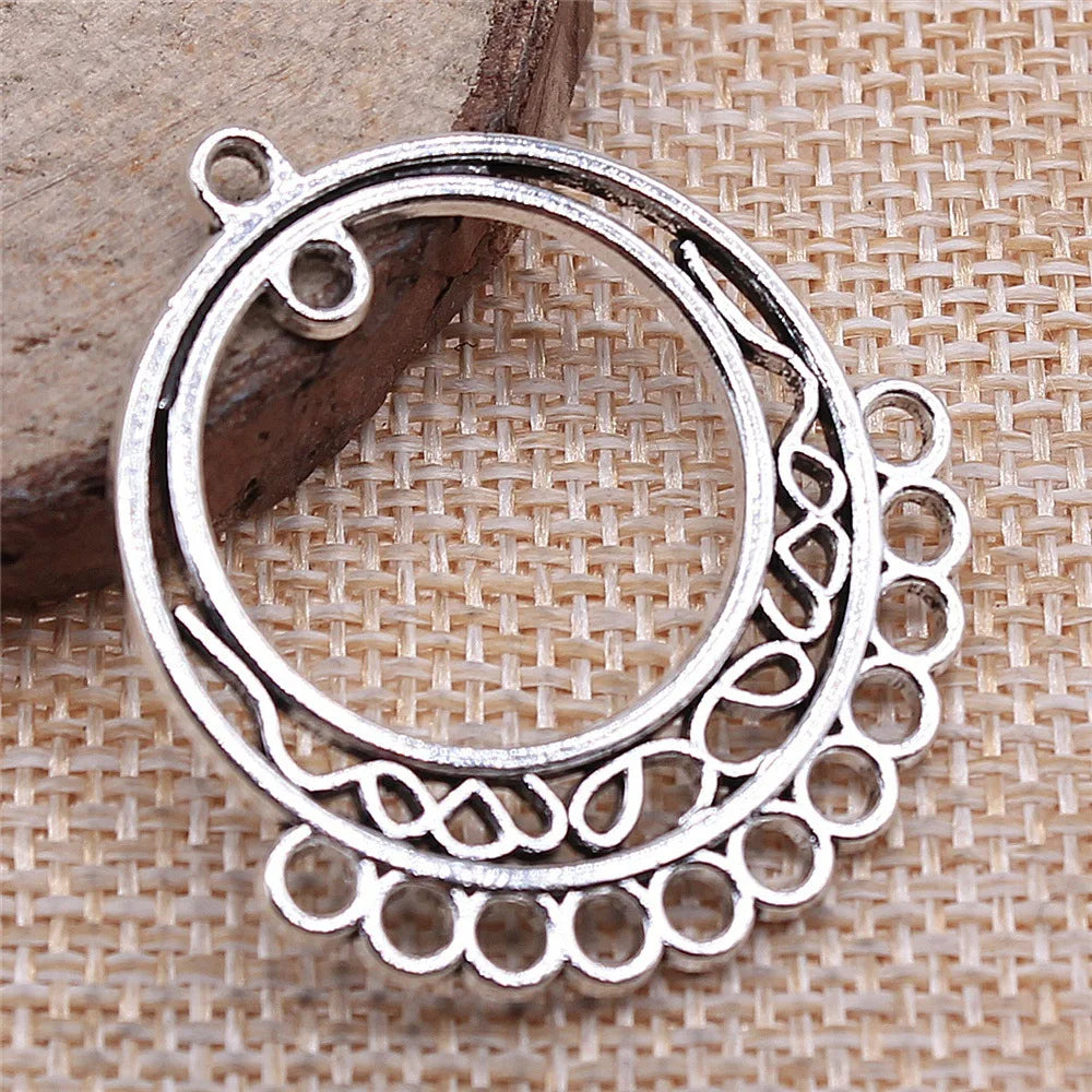37x34mm 3.7g Multicolor Zinc Alloy Round Multi-Hole Earring Connector Charm for DIY Jewelry Making