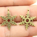 23mm 1.4g Antique Bronze Tone Zinc Alloy Snowflake Charm Pendant for Christmas Jewelry DIY