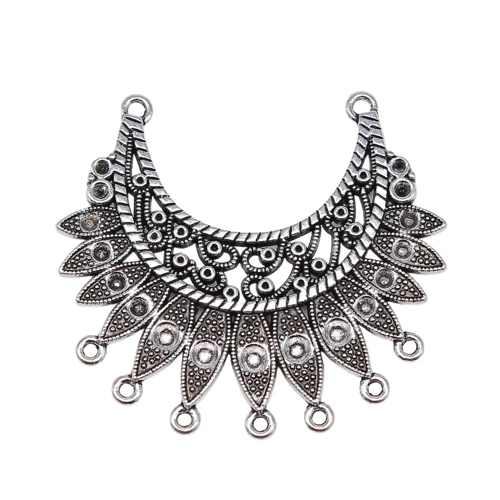 54x50mm 11.7g Antique Silver Zinc Alloy Multi Hole Necklace Connector Charm for DIY Jewelry Making