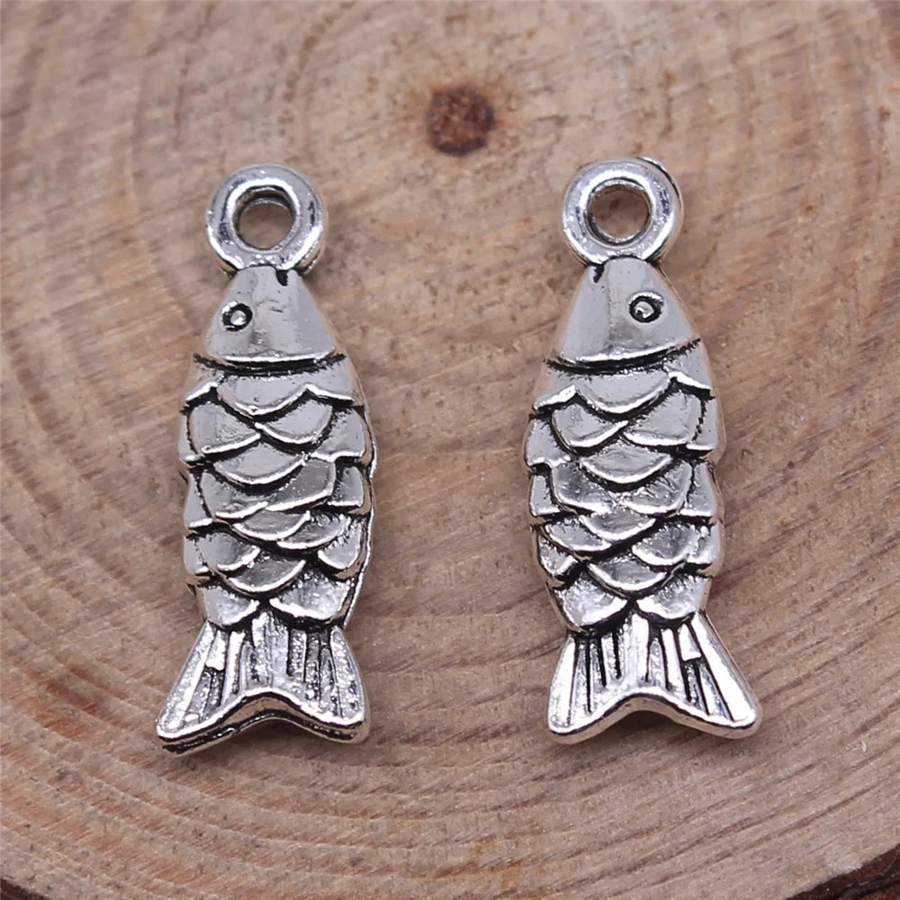 19x7mm 1.3g Multicolor Zinc Alloy Fish Charm Pendant for Ocean Theme Bracelet Necklace DIY