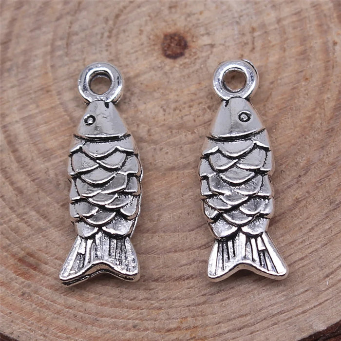 19x7mm 1.3g Multicolor Zinc Alloy Fish Charm Pendant for Ocean Theme Bracelet Necklace DIY
