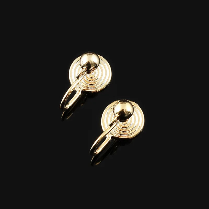 Elegant Gold Alloy Spiral Disc Stud & Clip On No Piercing Invisible Pain-Free Women's Fashion Earrings