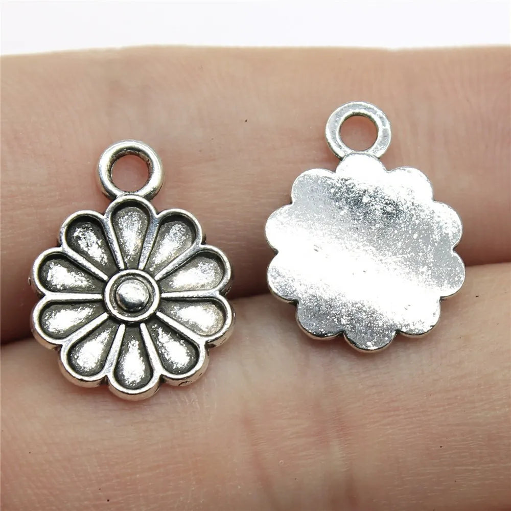 15mm 0.9g Multicolor Zinc Alloy Flower Charm Pendant for Bracelet Earring Jewelry Making