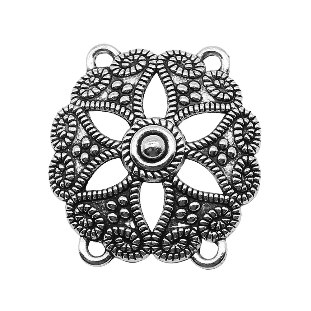 28x30mm 2.9g Multicolor Zinc Alloy Four Hole Body Chain Connector Charm for DIY Body Jewelry