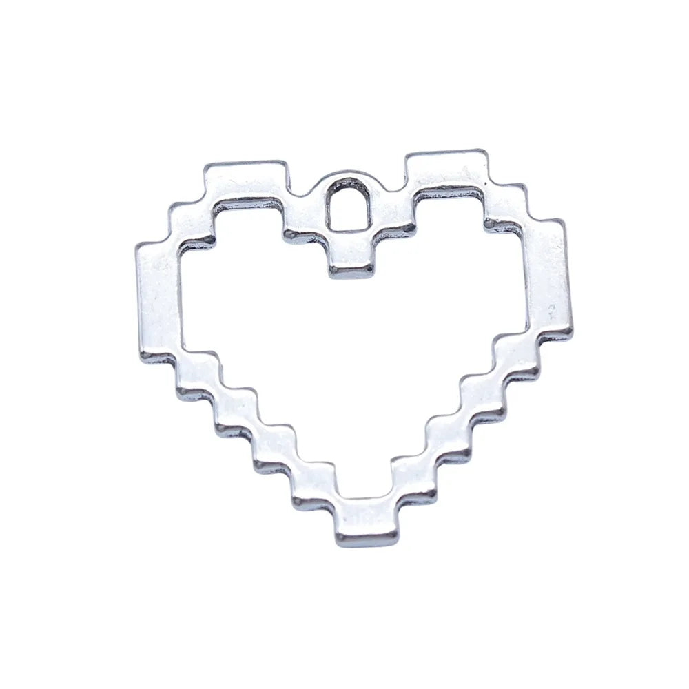 22x24mm 1.6g Multicolor Zinc Alloy Mosaic Heart Charm Pendant for DIY Necklace Bracelet Making