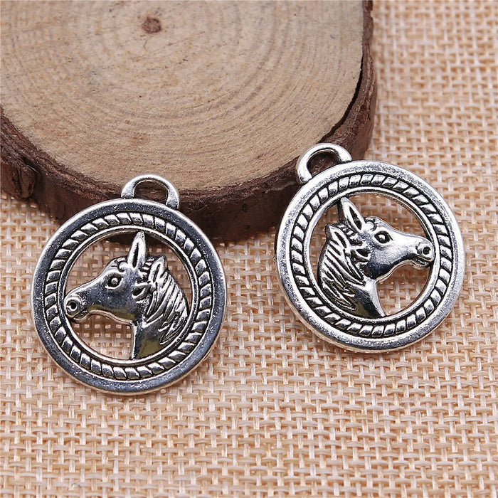 25mm 5.7g Multicolor Zinc Alloy Horse Head Charm Pendant for DIY Necklace Bracelet Jewelry Making