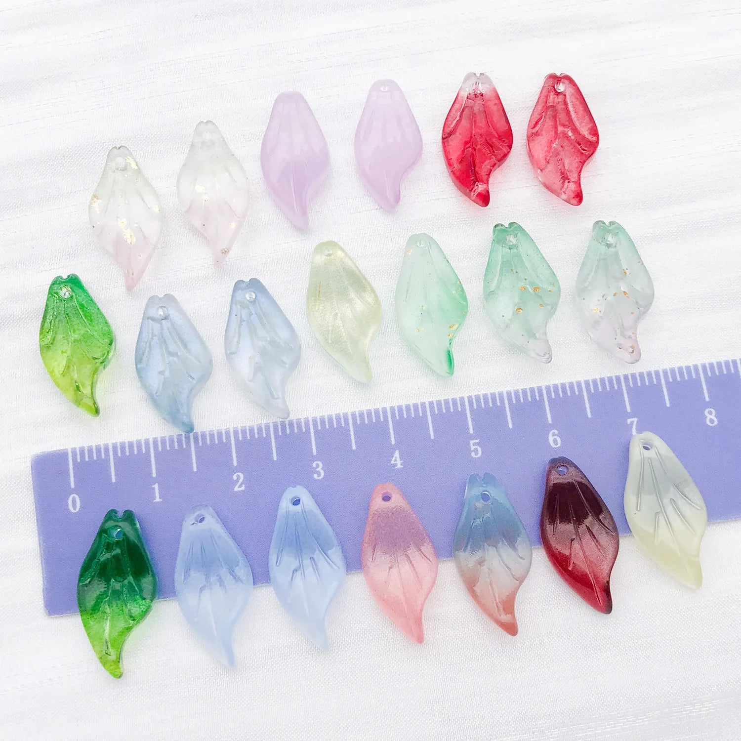 Colorful Glass Leaf Bead Charm Pendant for DIY Earrings Necklace Keychain Jewelry Making