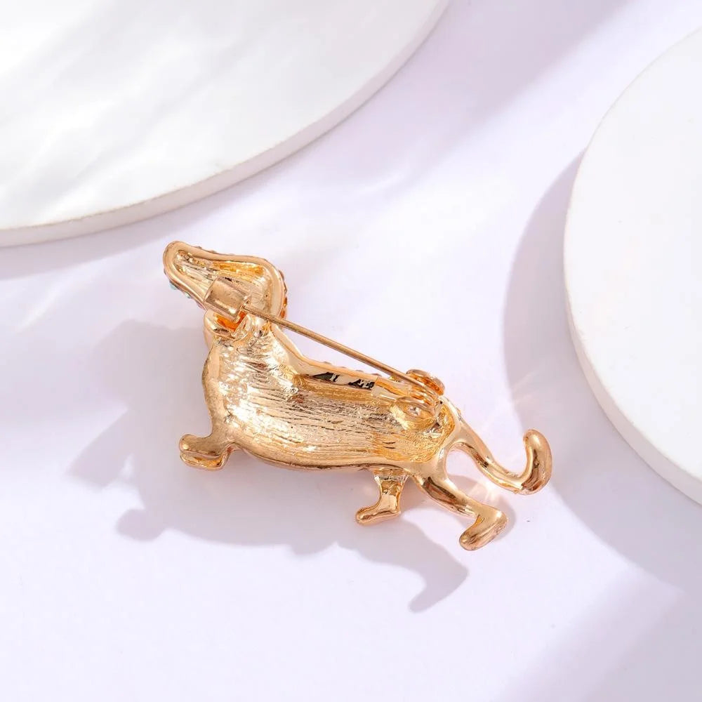 Cute Rhinestone Poodle Dog Brooch, Gold Tone Alloy Animal Lapel Pin Corsage For Cardigan Suit Gift