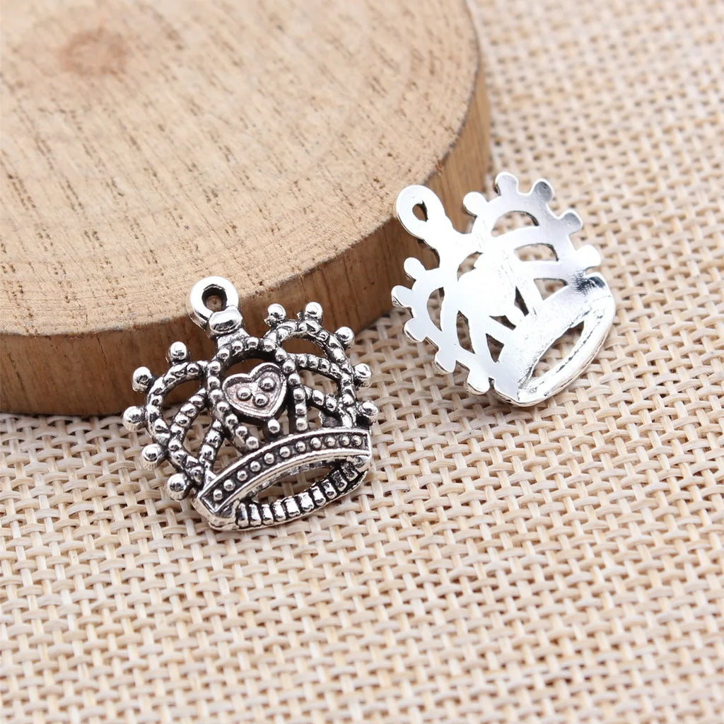 20x20mm 1.6g Antique Silver Zinc Alloy Crown Charm Pendant for Necklace Bracelet DIY Jewelry