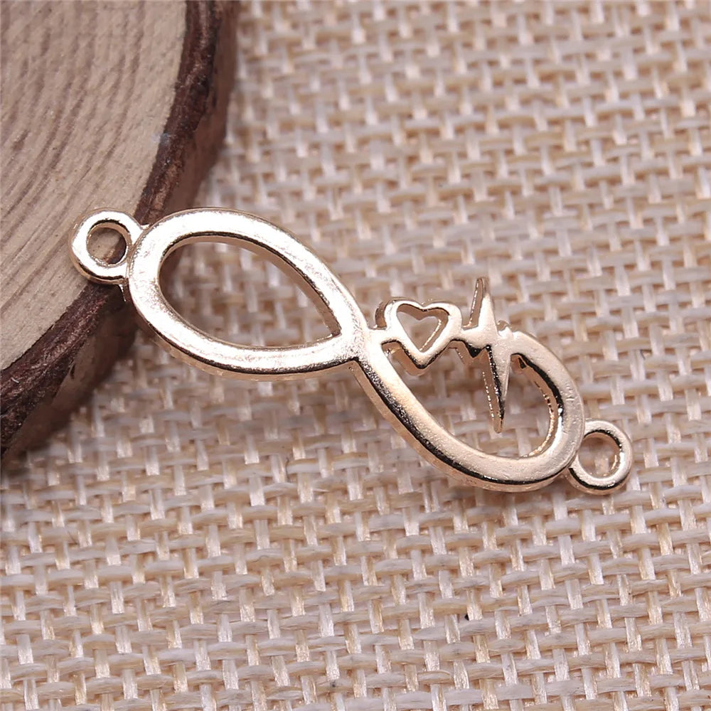 32x11mm 1.3g Multicolor Zinc Alloy Infinity Heartbeat Heart Connector Charm for DIY Bracelet Making