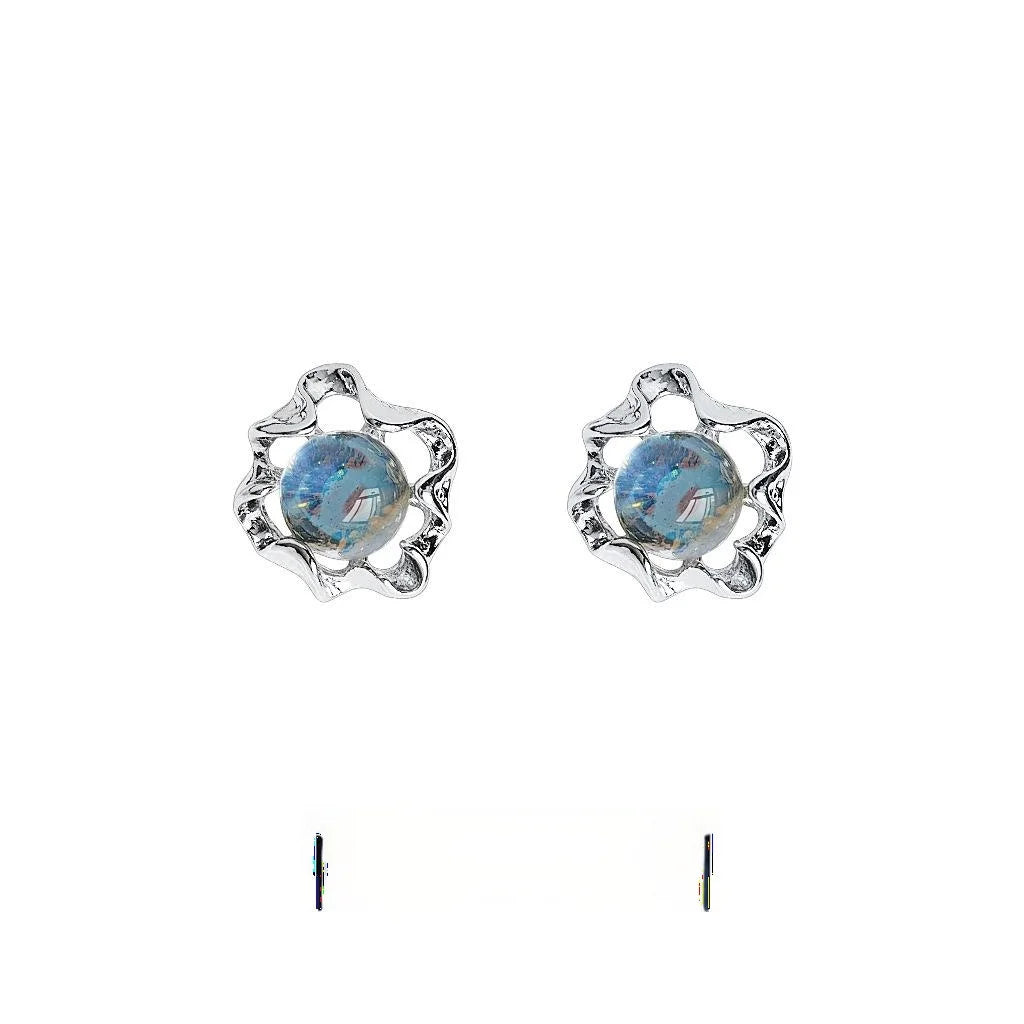 Iridescent Liquid Hollow Irregular Geometric Copper Stud Earrings