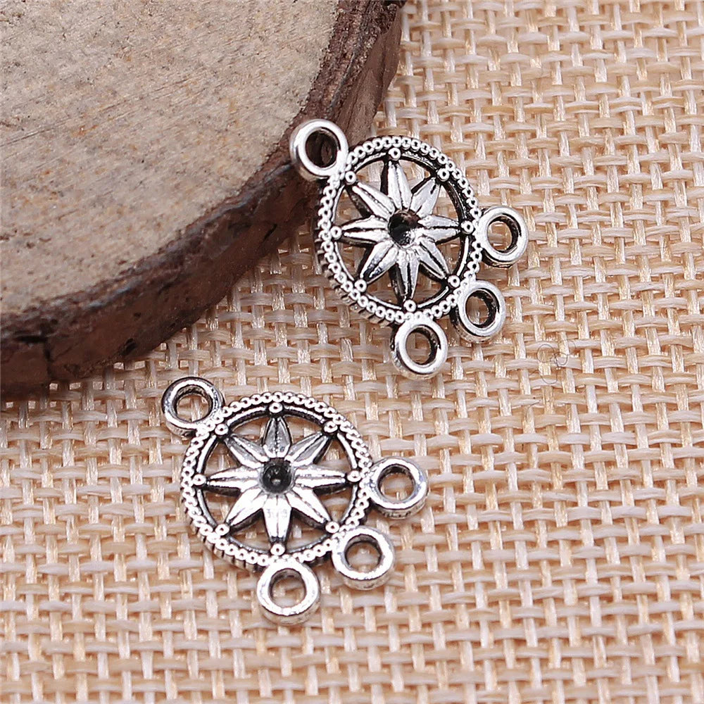 18x13mm 0.9g Multicolor Zinc Alloy Flower Earring Connector Charms for DIY Earrings Jewelry Making