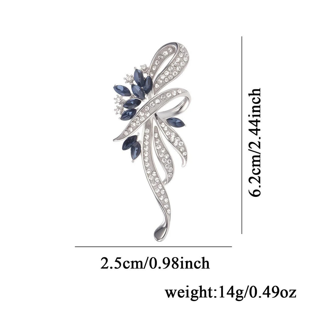 Elegant Rose Gold Alloy Bow Flower Brooch With Rhinestone Crystal, Luxury Lapel Pin Suit Accessory Gift