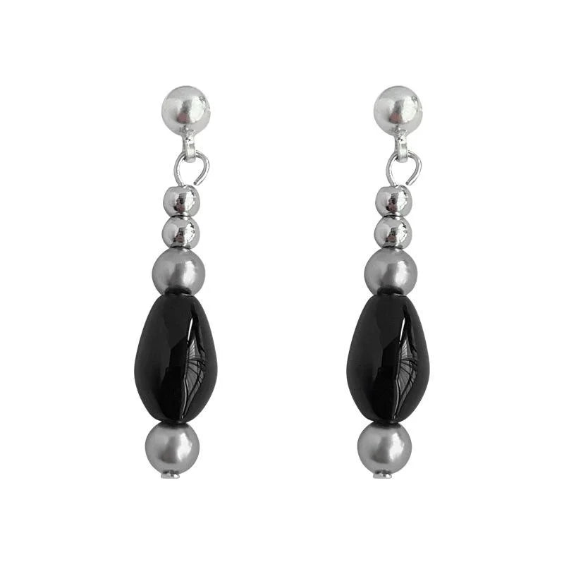 Minimalist Glass Crystal Round Bead Teardrop Geometric Drop Earrings For Women