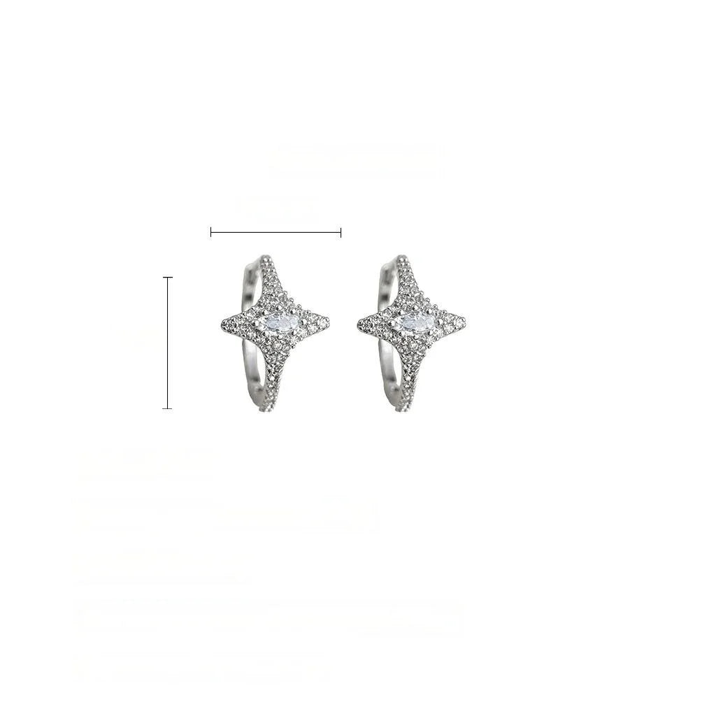 Micro Pave Zircon Star Stud Earrings Copper Minimalist Chic Commuter Fashion Jewelry