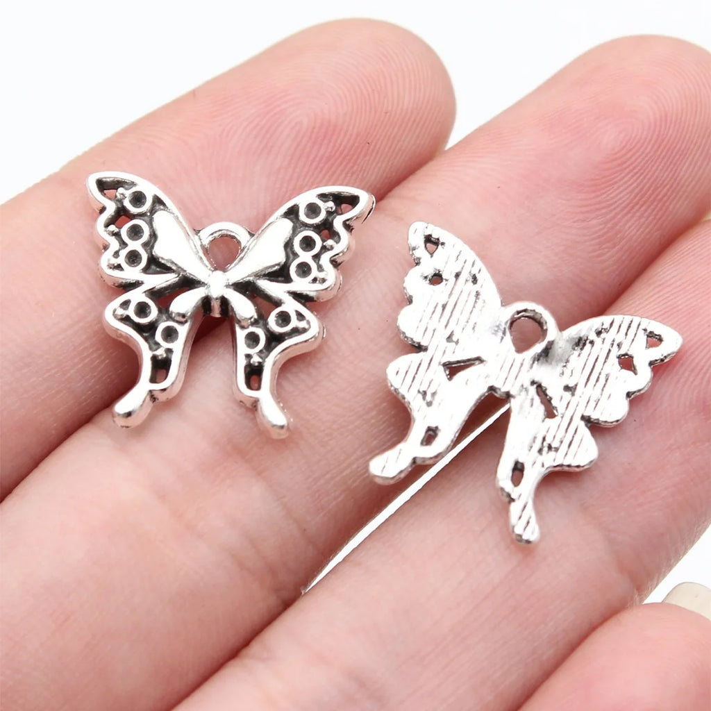 19x18mm 1.5g Antique Silver Zinc Alloy Butterfly Charm Pendant for DIY Necklace Bracelet Jewelry Making