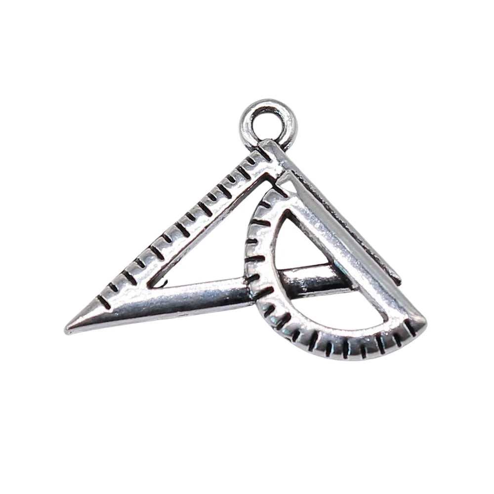 18x24mm 1.4g Antique Silver Zinc Alloy Ruler Charm Pendant for DIY Bracelet Necklace Making