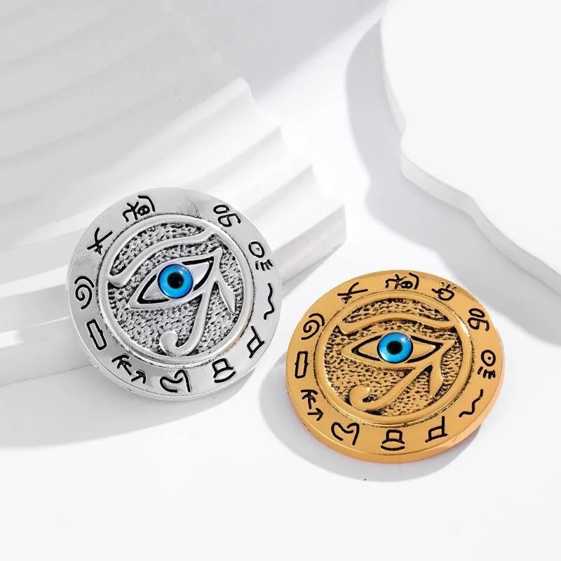 Vintage Egyptian Eye Of Horus Alloy Enamel Brooch, Punk Pharaoh Symbol Lapel Pin Suit Accessory Gift
