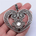 61x53mm 16.1g Antique Silver Zinc Alloy Flower Heart Charm Pendant for Necklace Bracelet Making