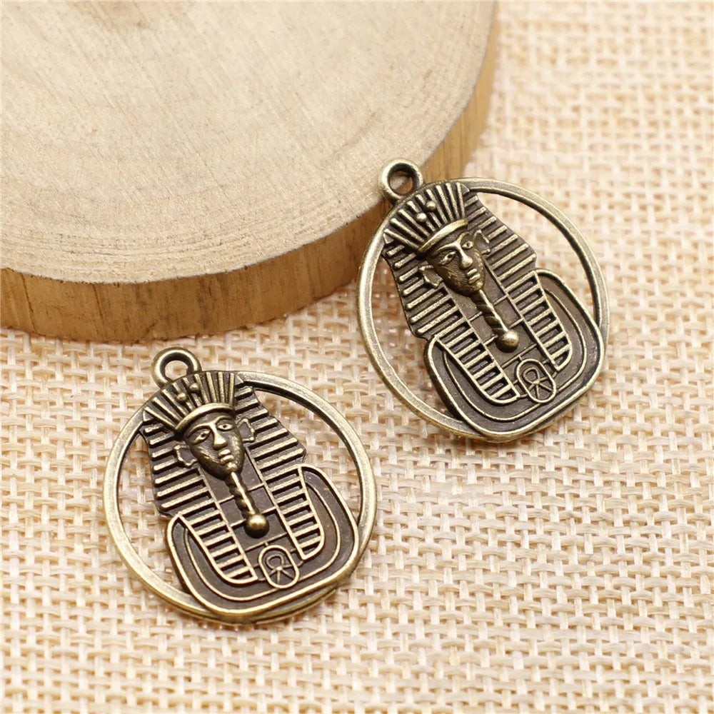 23mm 3.6g Multicolor Zinc Alloy Egyptian Pharaoh Double Sided Pharaoh Head Charm Pendant for DIY Jewelry Making