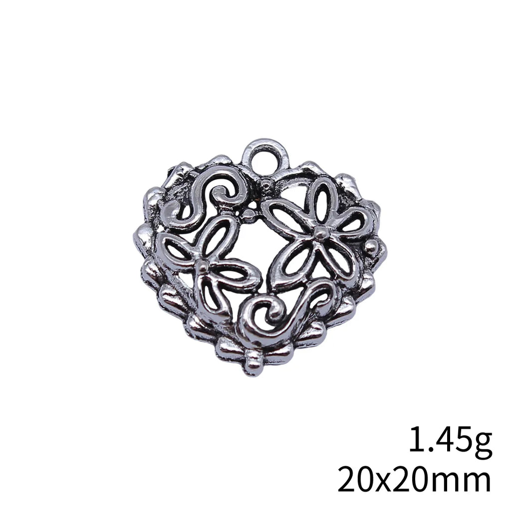 20x20mm 1.45g Multicolor Zinc Alloy Flower Heart Charm Pendant for Necklace Bracelet Jewelry Making