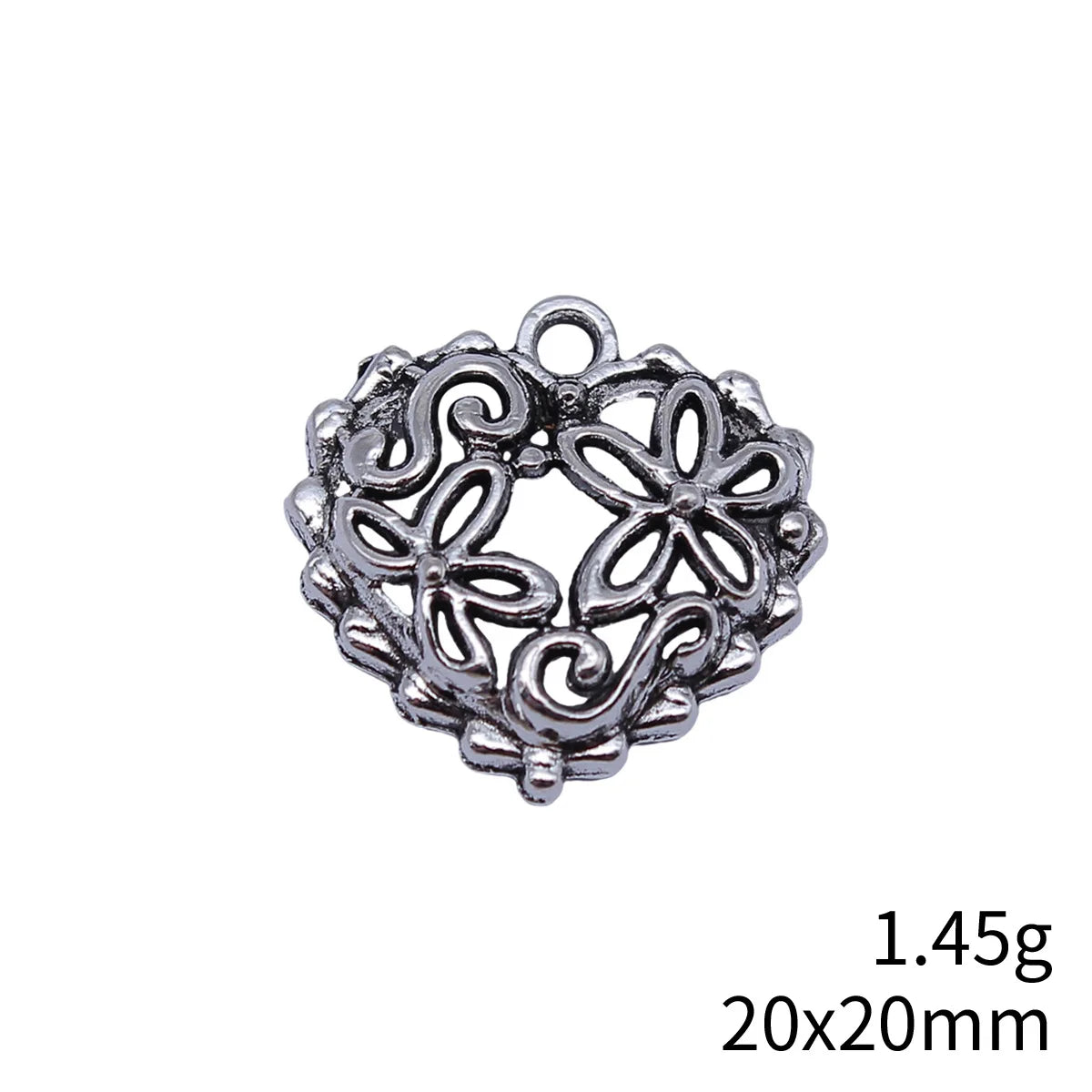 20x20mm 1.45g Multicolor Zinc Alloy Flower Heart Charm Pendant for Necklace Bracelet Jewelry Making
