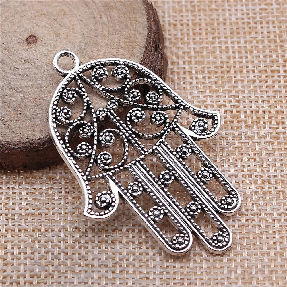 52x36mm 7.3g Antique Silver Zinc Alloy Large Hand Charm Pendant for DIY Necklace Bracelet Jewelry