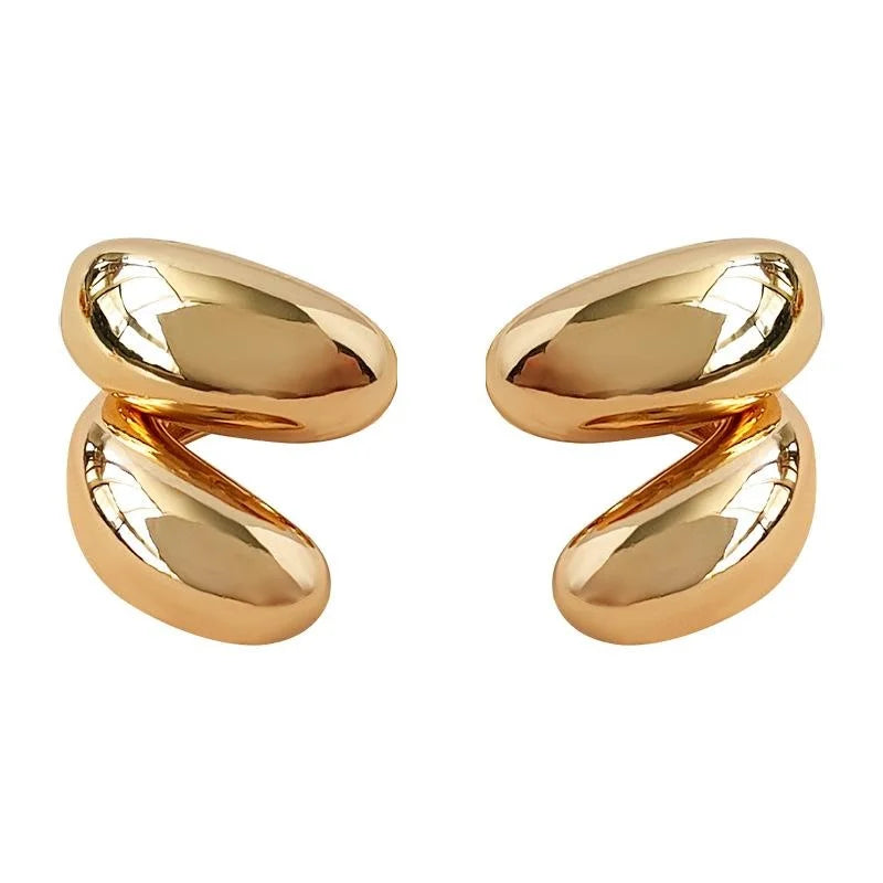 Light Luxury Minimalist Copper 14K Plated Geometric Hoop Line Stud Earrings